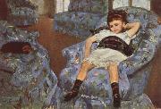 Mary Cassatt Ligttle Girl in a Blue Armchari oil painting